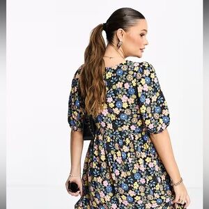 ASOS DESIGNS Maternity Black Floral Dress Womens Size 14 short sleeve smock mini